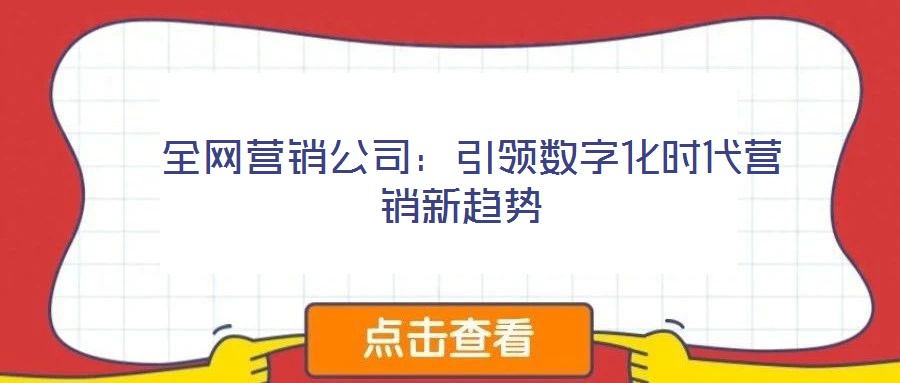 全網營銷公司:引領數(shù)字化時代營銷新趨勢