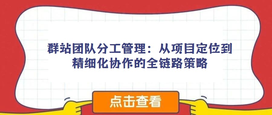 群站團(tuán)隊(duì)分工管理:從項(xiàng)目定位到精細(xì)化協(xié)作的全鏈路策略